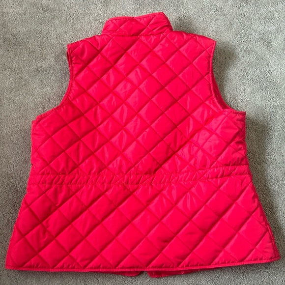 St. Johns Bay Red Gold Accent Puffer Vest Full Zip Front Pockets Woman’s Size 1X - Picture 10 of 10